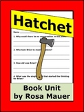 Hatchet by Gary Paulsen Chapter by Chapter Reading Compreh