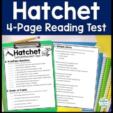 Hatchet Test | 4-Page Hatchet Quiz | Whole Book Test for a