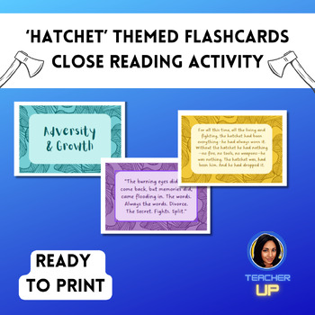 Preview of Hatchet Themes Unleashed: Flashcard Fun for Literary Explorers