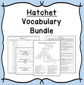 Preview of Hatchet Vocabulary Bundle - Master List, Student Log, Crosswords, Slides, & More