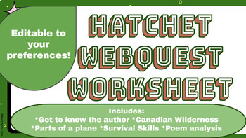 Preview of Hatchet WebQuest Worksheet