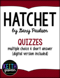 Hatchet by Gary Paulsen: 10 Quizzes (Distance Learning)