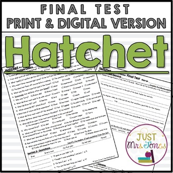 Preview of Hatchet by Gary Paulsen Final Test