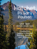 Hatchet by Gary Paulsen Unit Test and Answer Key