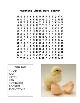 Preview of Hatching Chick Word Search