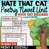 Hate That Cat Poetry Novel Unit | Elements of Poetry for 3