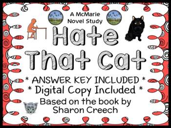 Preview of Hate That Cat (Sharon Creech) Novel Study / Reading Comprehension (24 pages)