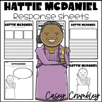 Preview of Hattie McDaniel Black History Response Writing Coloring Drawing Sheets