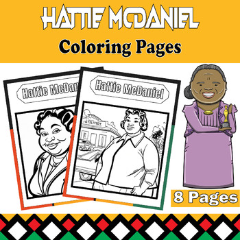 Preview of Hattie McDaniel Coloring Pages Set - 8 Printable Sheets for Black History Month
