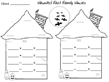 Preview of Haunted Fact Family House Center Activity and Worksheets - First Grade