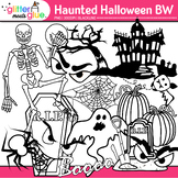 Haunted Halloween Clipart: Ghost Skeleton House Clip Art, 