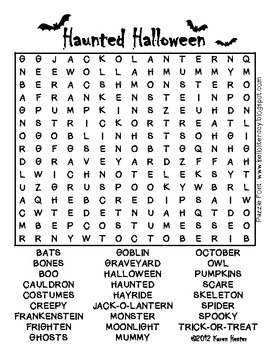 haunted halloween wordsearch by little smarticle particles tpt