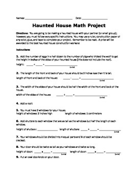 Preview of Haunted House 3-D Math Project