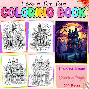 Haunted House Coloring Page by Learn for funn | TPT