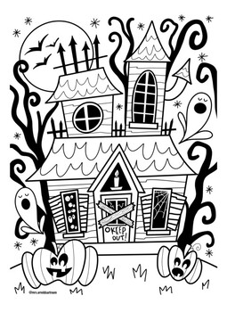 Haunted House Coloring Page Printable
