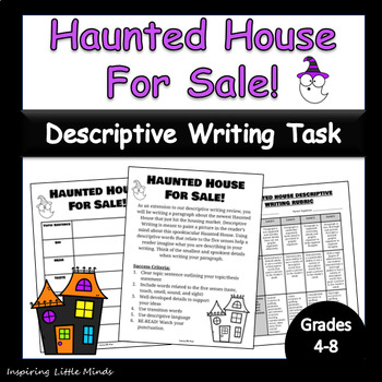 Preview of Haunted House For Sale | Descriptive Writing Assignment | Includes Rubric