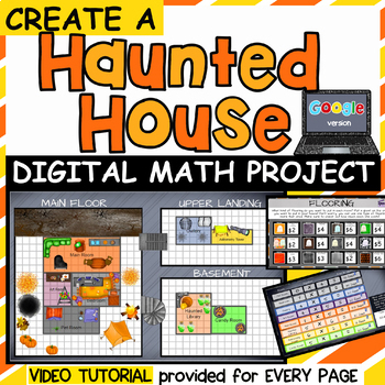 Preview of Haunted House Halloween Math Project Area for fourth grade