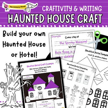 Preview of Haunted House Hotel Craft Kit & Writing Activity | Halloween Art Project K-2