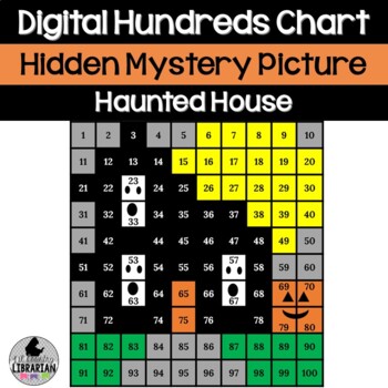 Preview of Digital Haunted House Hundreds Chart Picture Activity for Halloween or Fall Math