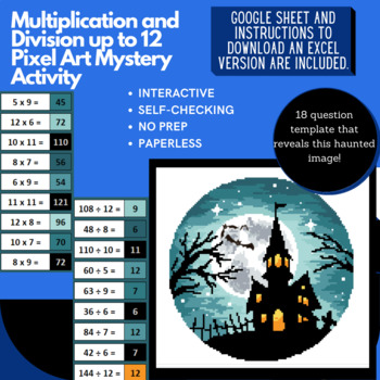 Preview of Haunted House Multiplication and Division to 12 Pixel Art Mystery