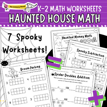 Preview of Haunted House October Math Worksheets | Counting, Addition, Subtraction, & Coins
