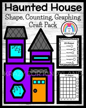 Preview of Haunted House Shape, Counting, & Graphing Craft and Halloween Math Activity