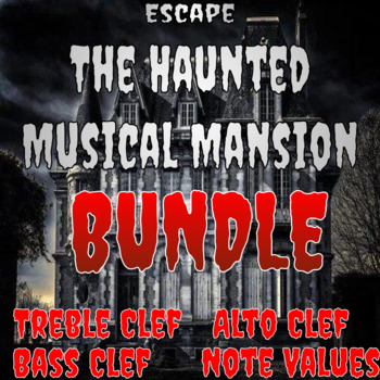 Preview of Halloween Haunted House Virtual Music Escape Room BUNDLE for Google Slides