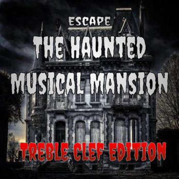 Preview of Halloween Haunted House Digital Music Escape Room- Treble Clef Game