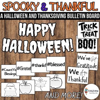 Preview of Haunted and Grateful A Halloween and Thanksgiving Bulletin Board Or Door Decor