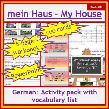 Preview of Haus wohnen House German workbook PPP cue cards vocab