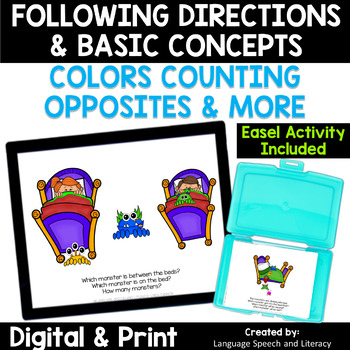Preview of Following Directions | Concepts | No Print Speech Therapy | Distance Learning