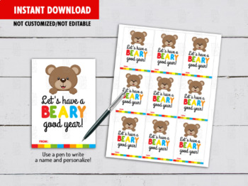 Preview of Have a BEARY good year cards, Candy Gummy Gift Tags, Teddy Bear Ideas