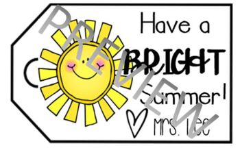Preview of Have a Bright Summer Gift Tag (Editable)