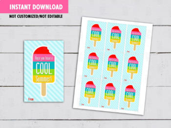 Preview of Have a COOL Summer Gift Tags, End of Year Cards, Popsicle Favors Tag Ideas