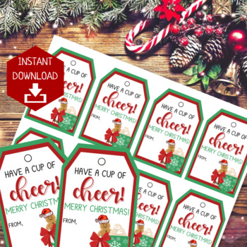 Christmas Coffee Gift Tag Printable Teacher Christmas Gift Tag Staff  Holiday Gift Nurse Christmas Gift Merry & Caffeinated 