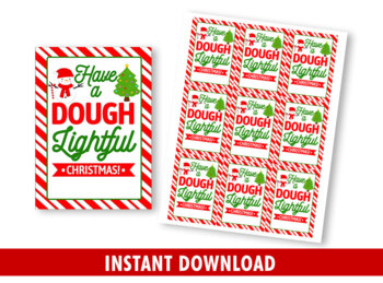 Preview of Have a DoughLightful Christmas, Snowman gift tag, Printable Play Dough Card DIY