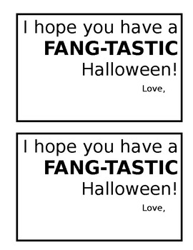 Preview of Have a "FANG-tastic" Halloween Gift Tag ((Editable))