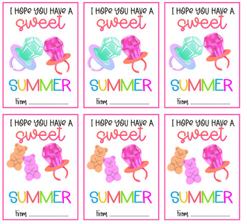 Preview of Have a Sweet Summer Candy Cupcake Popsicle Treat tag Snack Tag Gift Tag