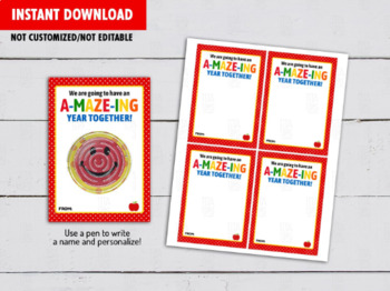 Preview of Have an A-MAZE-ING Year Gifts Tag, Maze Puzzle Favors Card, Back to School