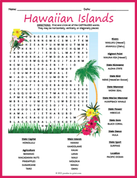 HAWAII GEOGRAPHY Word Search Puzzle Worksheet Activity by Puzzles to Print