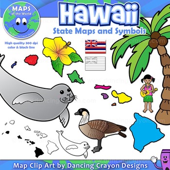 Hawaii State Symbols and Map Clipart by Maps of the World
