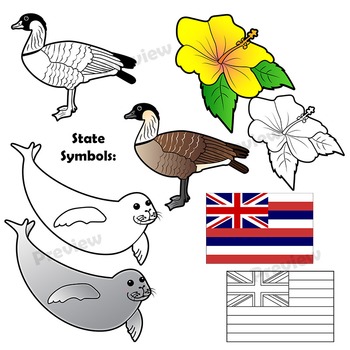 Hawaii State Symbols and Map Clipart by Maps of the World