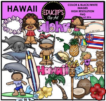 Preview of Hawaii Clip Art Bundle {Educlips Clipart}