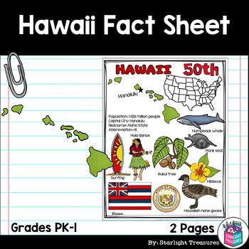 Preview of Hawaii Fact Sheet for Early Readers - A State Study