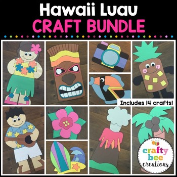 Preview of Hawaii Luau Summer Crafts Bundle Bulletin Board Kindergarten State Symbols Art