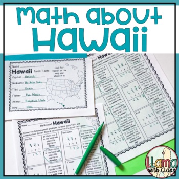Preview of Math about Hawaii State Symbols through Subtraction Practice
