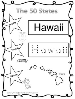 hawaii read it trace it color it learn the states