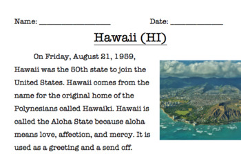 Preview of Hawaii Reading Comprehension