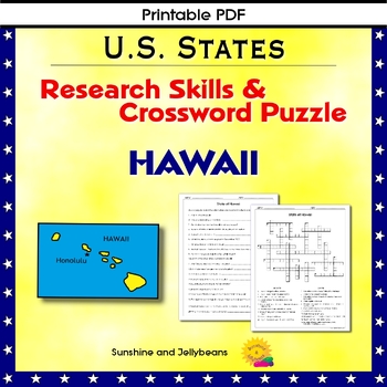 Preview of Hawaii - Research Skills & Crossword Puzzle - U.S. States Geography Activity