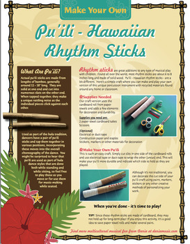 Preview of Hawaii Rhythm Stick (Pu'ili) Music Crafts